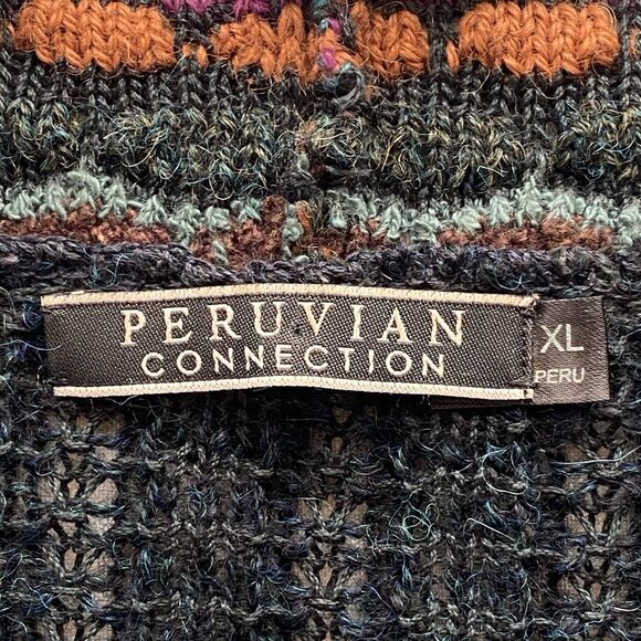 Peruvian Connection Dark Teal Alpaca Blend Long Cardigan Size Extra Large - Picture 13 of 16